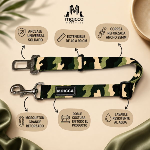 CamufladoCinturonDetalle Cinturón de Seguridad Camuflada Verde