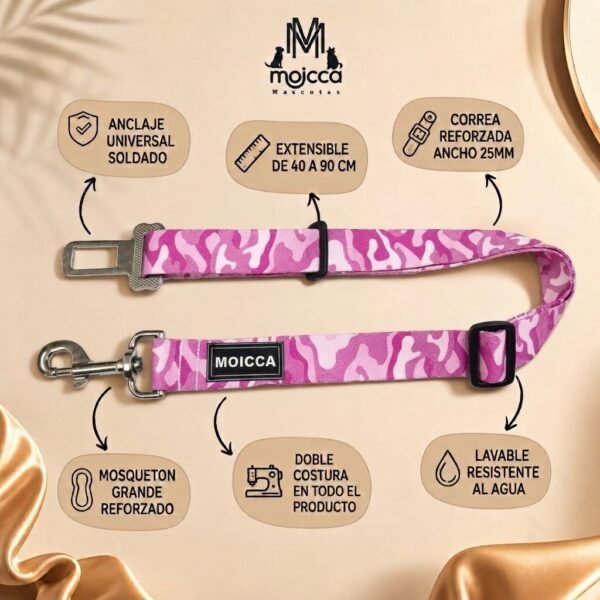 Cinturón de Seguridad Camuflada Rosa